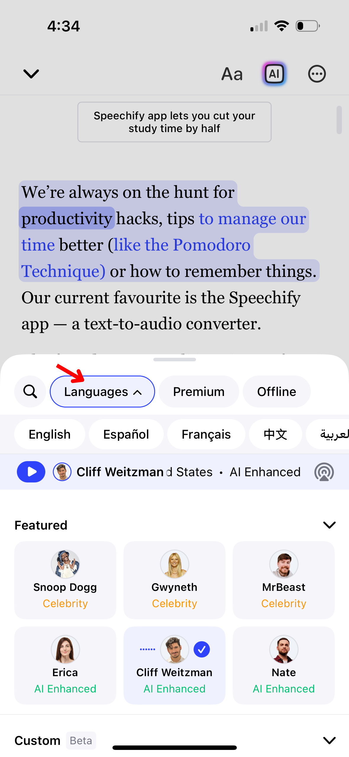How to Change Language on the Speechify iOS App